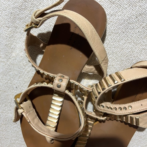 Zara Spring/Summer 2013 Strappy Gold Bar Leather Flat Boho Thong Sandals - Picture 6 of 9